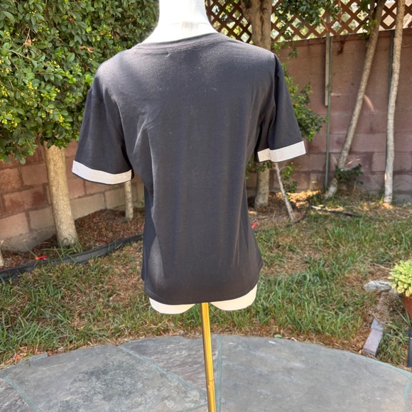 Bonjour S Black Heart Rhinestone Tee Small  Parisian Girly Coquette - Picture 6 of 6